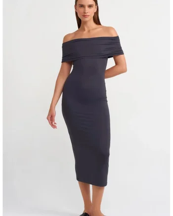 Rochie Midi,  Bodycon, Albastru marin, Elastic, Femei