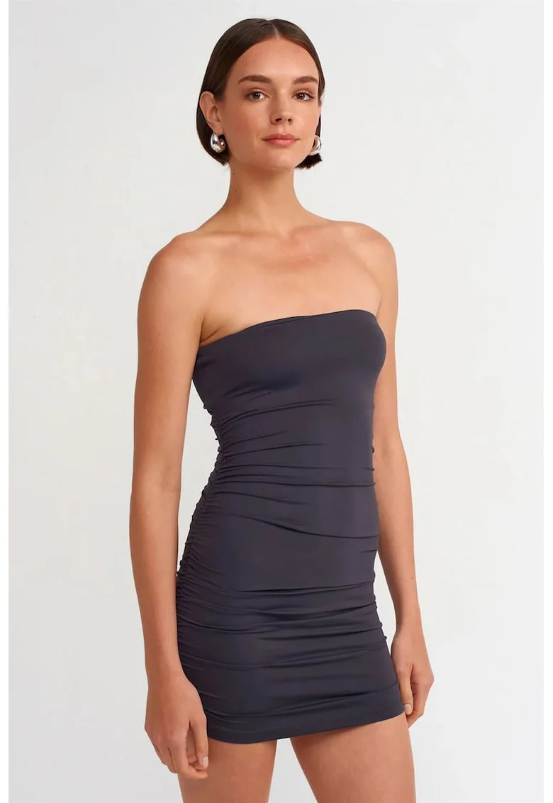 Rochie Mini,  Bodycon, Albastru Marin, Elastic, Fara bretele