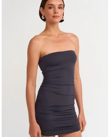 Rochie Mini,  Bodycon, Albastru Marin, Elastic, Fara bretele