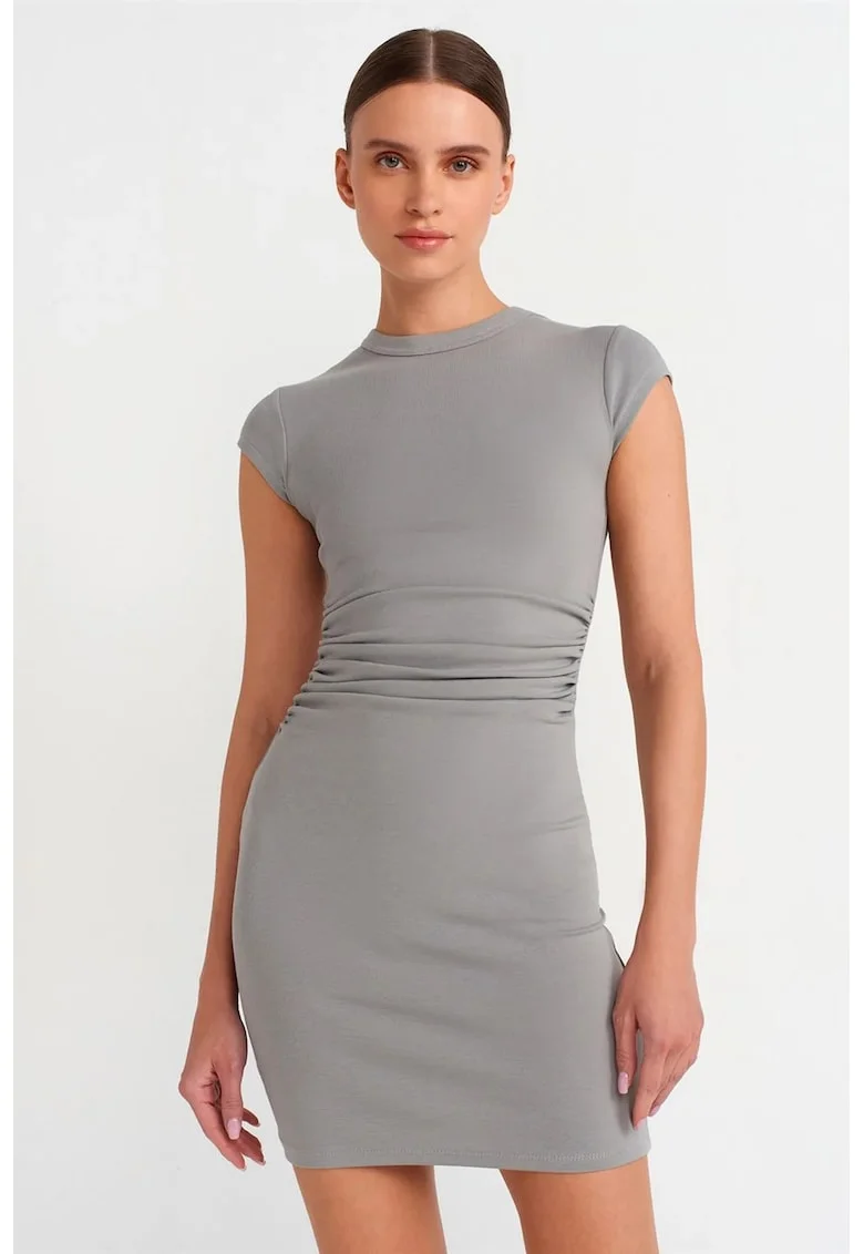Rochie Mini,  Bodycon, Eleganta, Gri deschis, Bumbac