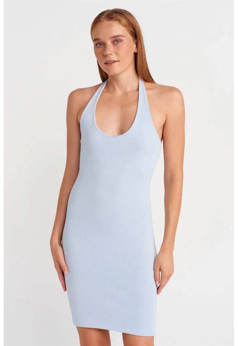 Rochie Mini Bodycon  Albastru Bebelus, Elegant, Fara inchidere, 95% bumbac
