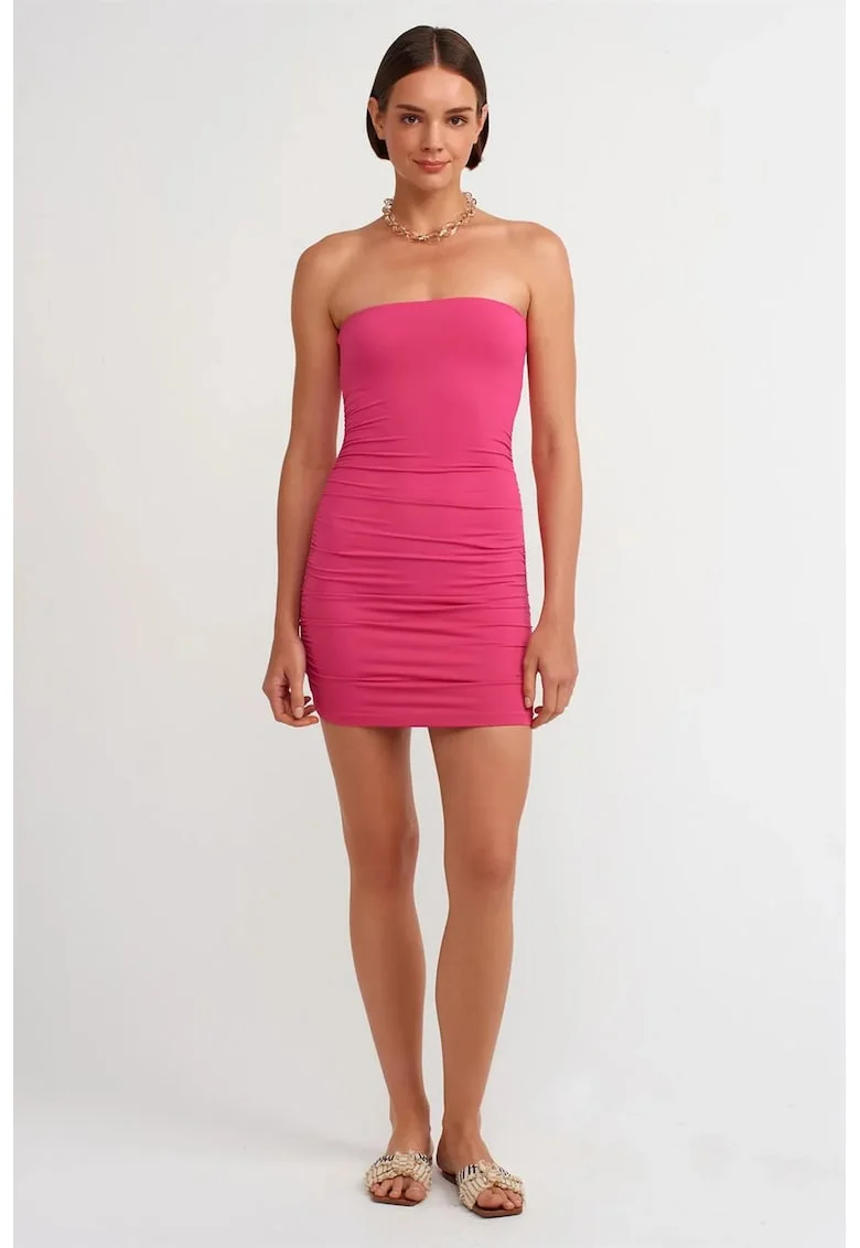 Rochie Mini Bodycon,  Roz Aprins, elastic, fara inchidere