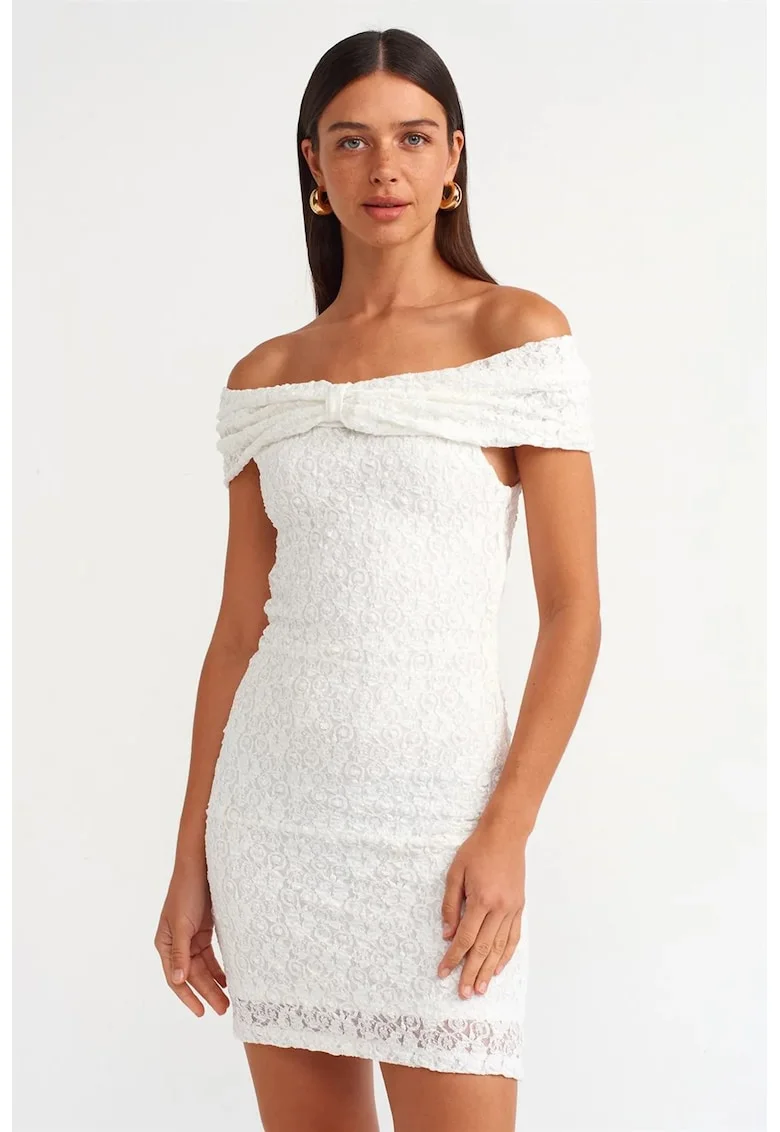 Rochie mini,  bodycon, dantela, alb, elegant