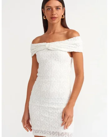 Rochie mini,  bodycon, dantela, alb, elegant
