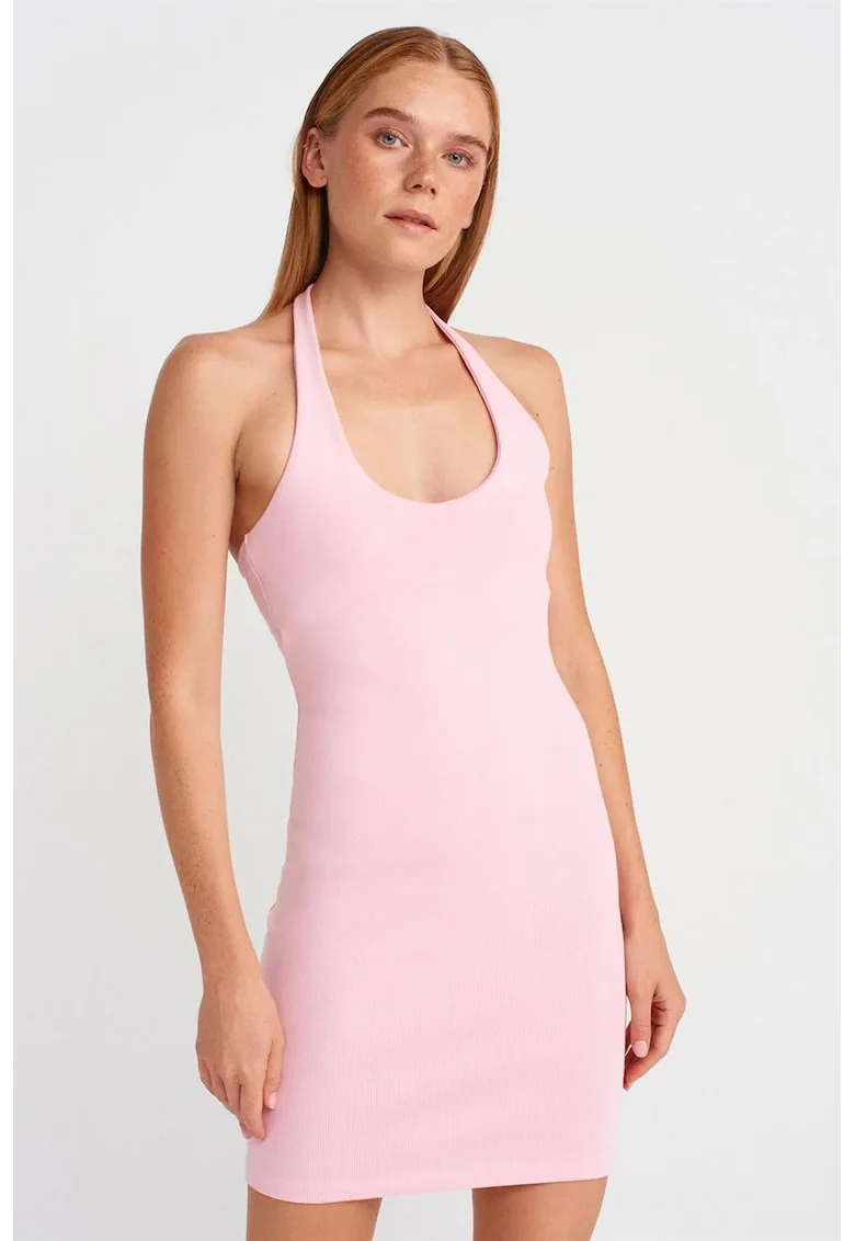 Rochie Mini,  Bodycon, Elegant, Roz Pudra, Bumbac/Elastan