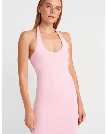Rochie Mini,  Bodycon, Elegant, Roz Pudra, Bumbac/Elastan