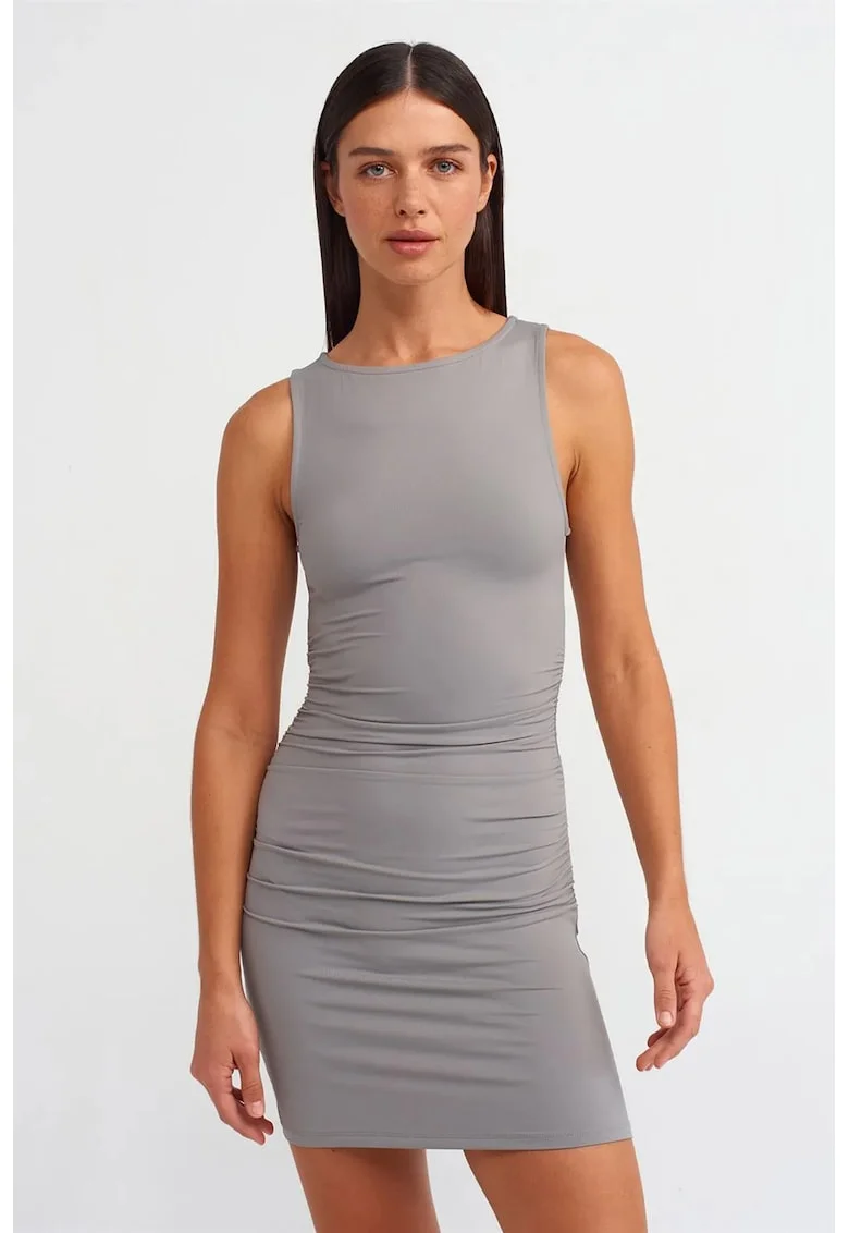 Rochie Mini,  Bodycon, Gri Ardezie, Drapaj, Femei, 93% nylon/7% elastan