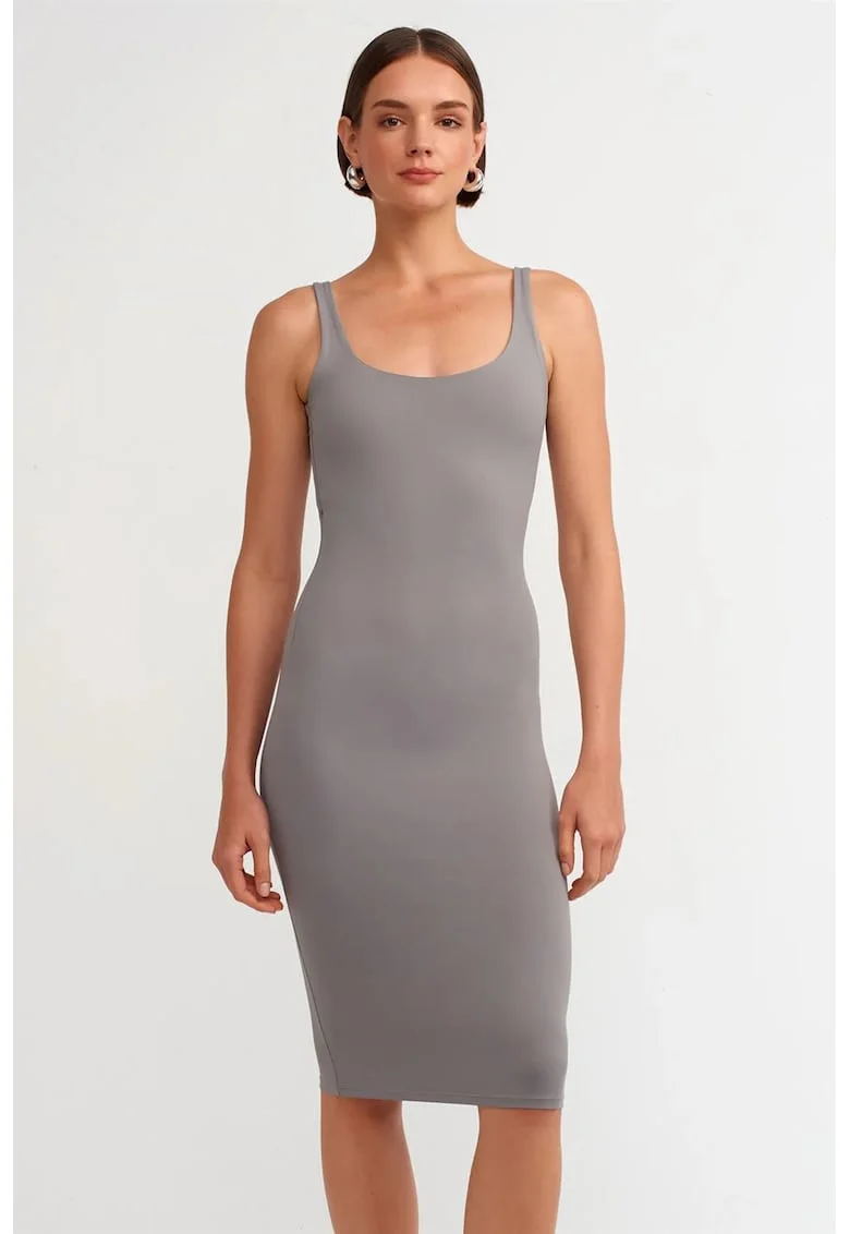 Rochie Midi Bodycon Femei,  Gri, Fara Maneci