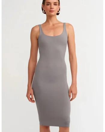 Rochie Midi Bodycon Femei,  Gri, Fara Maneci