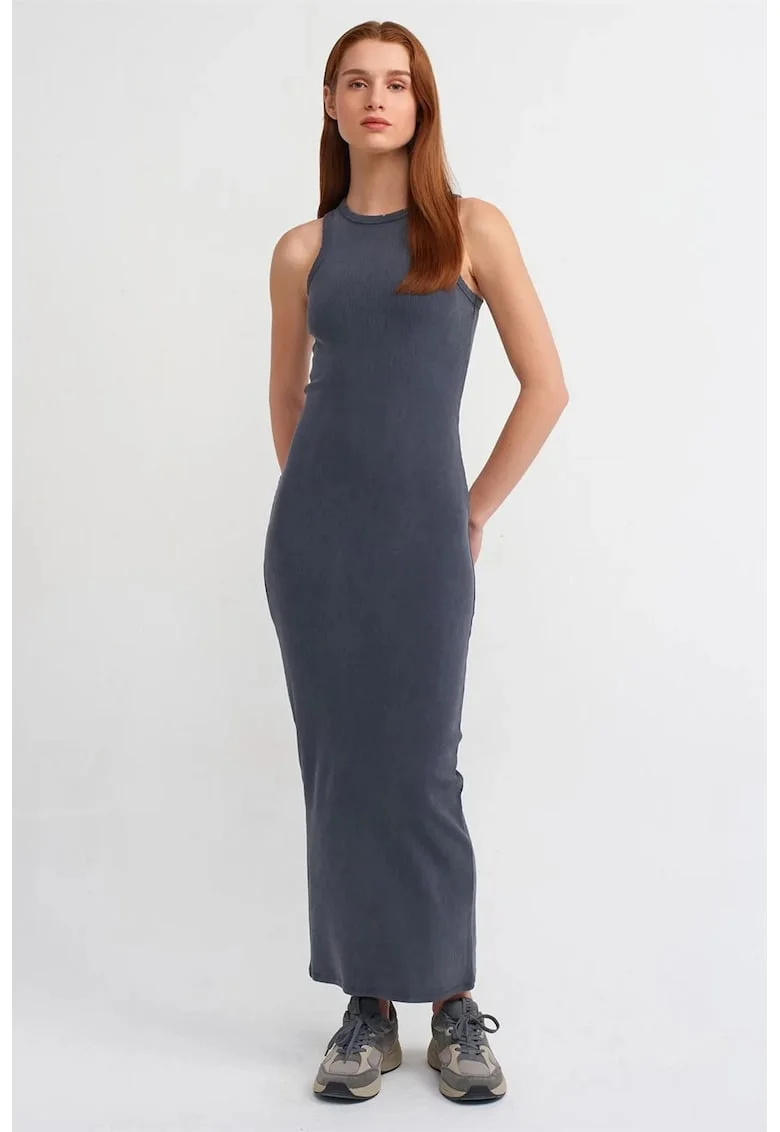 Rochie Maxi Bodycon  Gri antracit, Casual, 94% bumbac