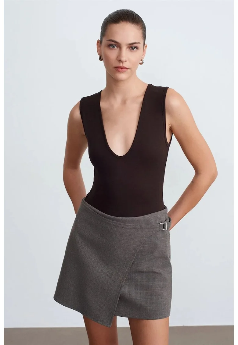 Body  fara maneci, croiala slim, negru, bumbac/modal/elastan