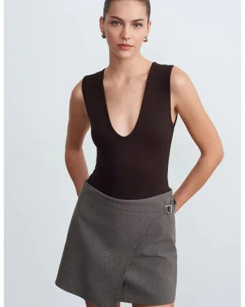 Body  fara maneci, croiala slim, negru, bumbac/modal/elastan