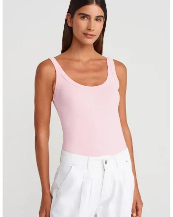Body  fara maneci, roz pudra, bumbac elastic, casual