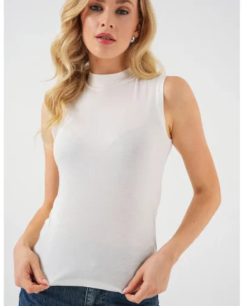 Body,  mulat, jumatate de guler, Ivory Natural, 95% viscoza, 5% lycra