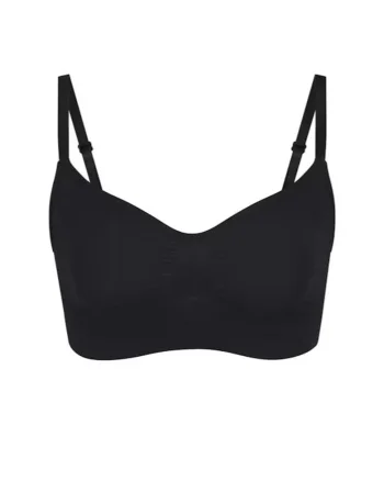 Lenjerie modelatoare,  bustiera scurta, talie inalta, neagra, tricot fara cusaturi