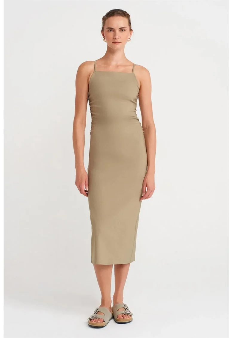 Rochie Midi,  Bodycon, Verde Kaki, fara Maneci