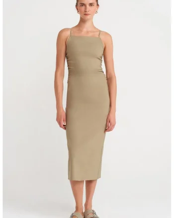 Rochie Midi,  Bodycon, Verde Kaki, fara Maneci