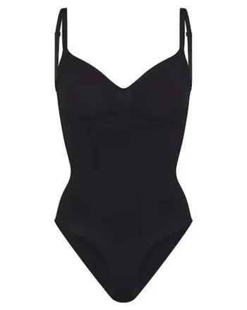 Lenjerie modelatoare,  body modelator, decolteu in forma de inima, negru, amestec nylon/elastan