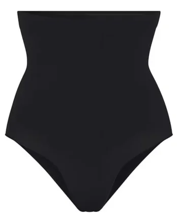 Slip modelator  fara bretele, talie inalta, negru, nylon/elastan