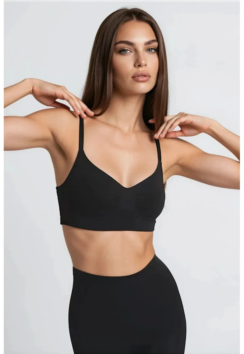 Lenjerie modelatoare,  bustiera premium fara cusaturi, neagra, 82% nailon, 18% elastan