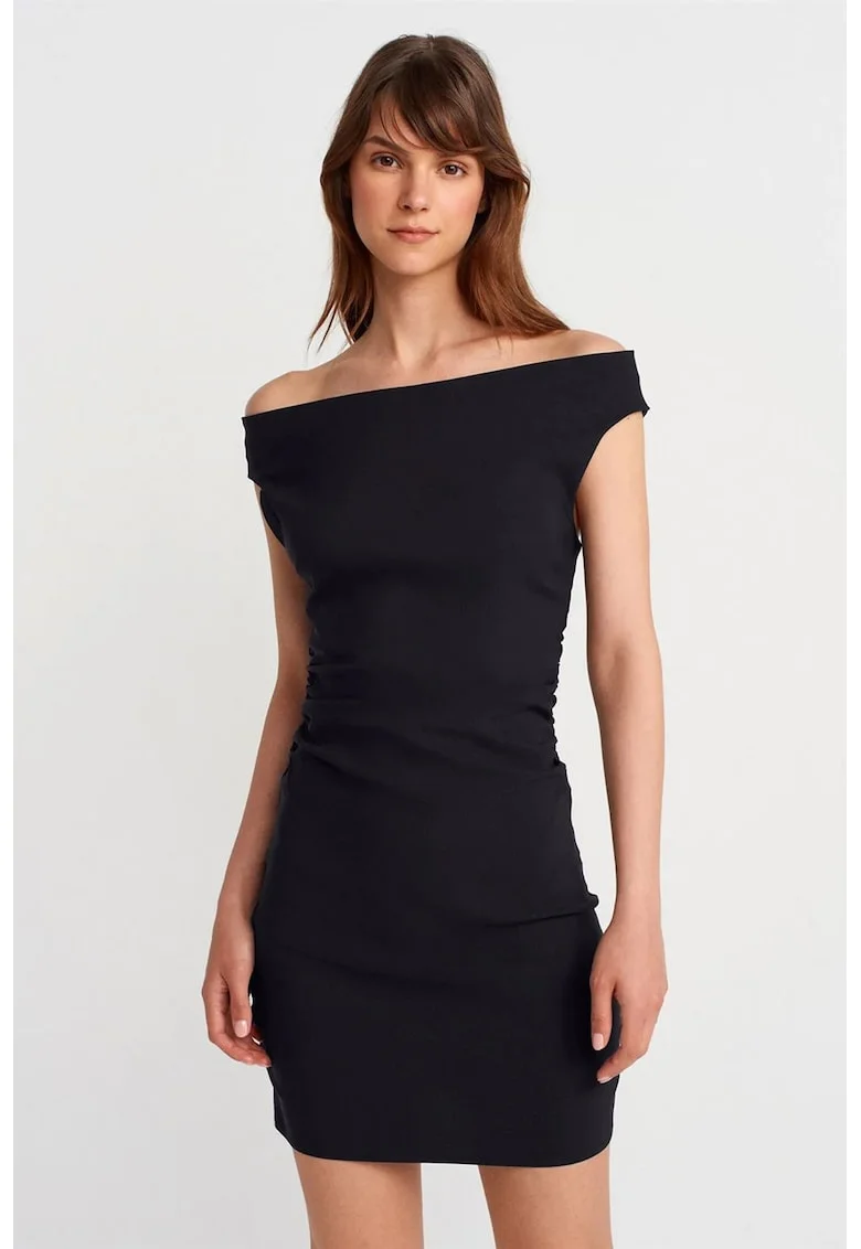 Rochie Mini Bodycon  Eleganta, Neagra, Maneci Lungi, Fermoar, 70% Viscoza