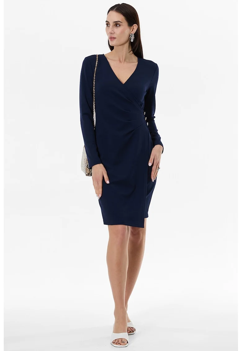Rochie cu croiala bodycon si model petrecut, Bleumarin