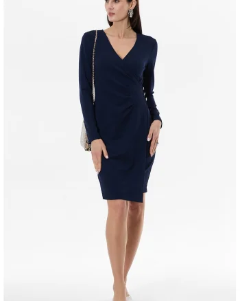 Rochie cu croiala bodycon si model petrecut, Bleumarin