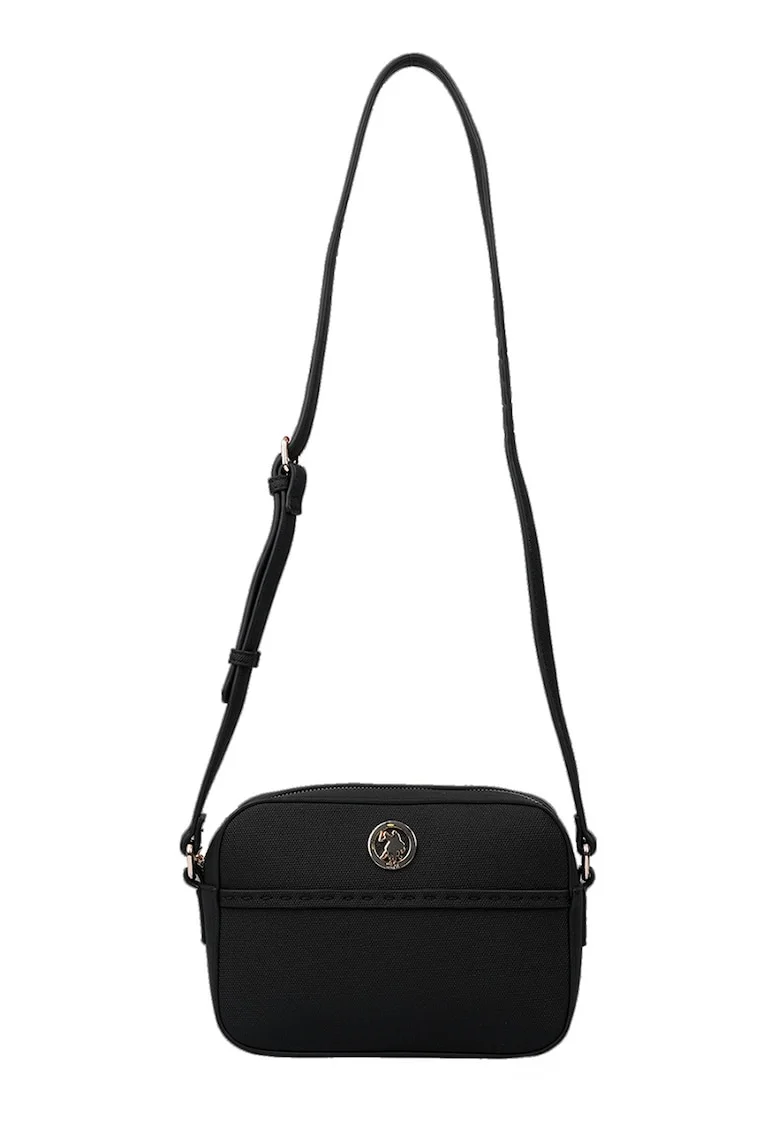 Geanta crossbody cu logo, Negru