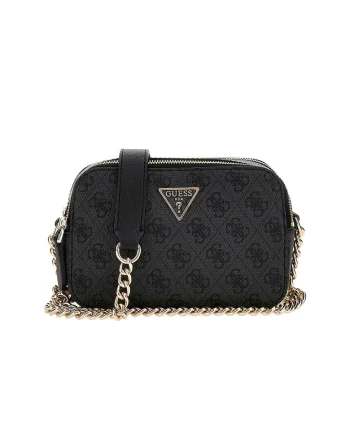 Geanta crossbody cu model monograma Noelle II, Negru/Gri inchis