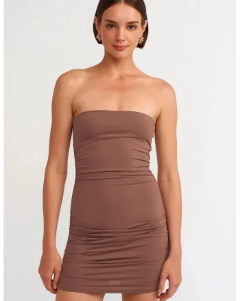 Rochie Mini Bodycon  Elegant, Maro Mocha, 93% nylon/7% elastan,