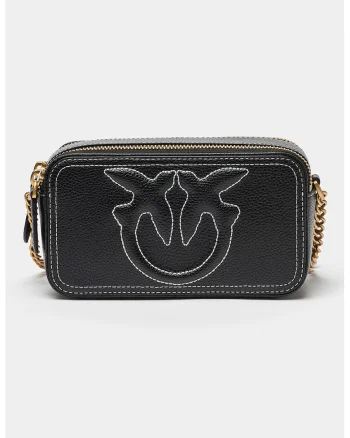 Geanta crossbody de piele cu cusaturi contrastante Carrie, Negru