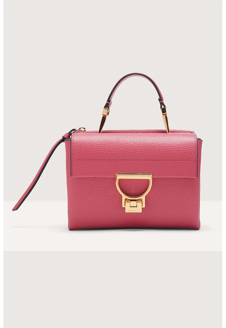 Geanta crossbody de piele cu bareta de umar Arlettis Signature, Rosu stins