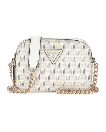 Geanta crossbody cu model Vikky II, Alb/Maro taupe
