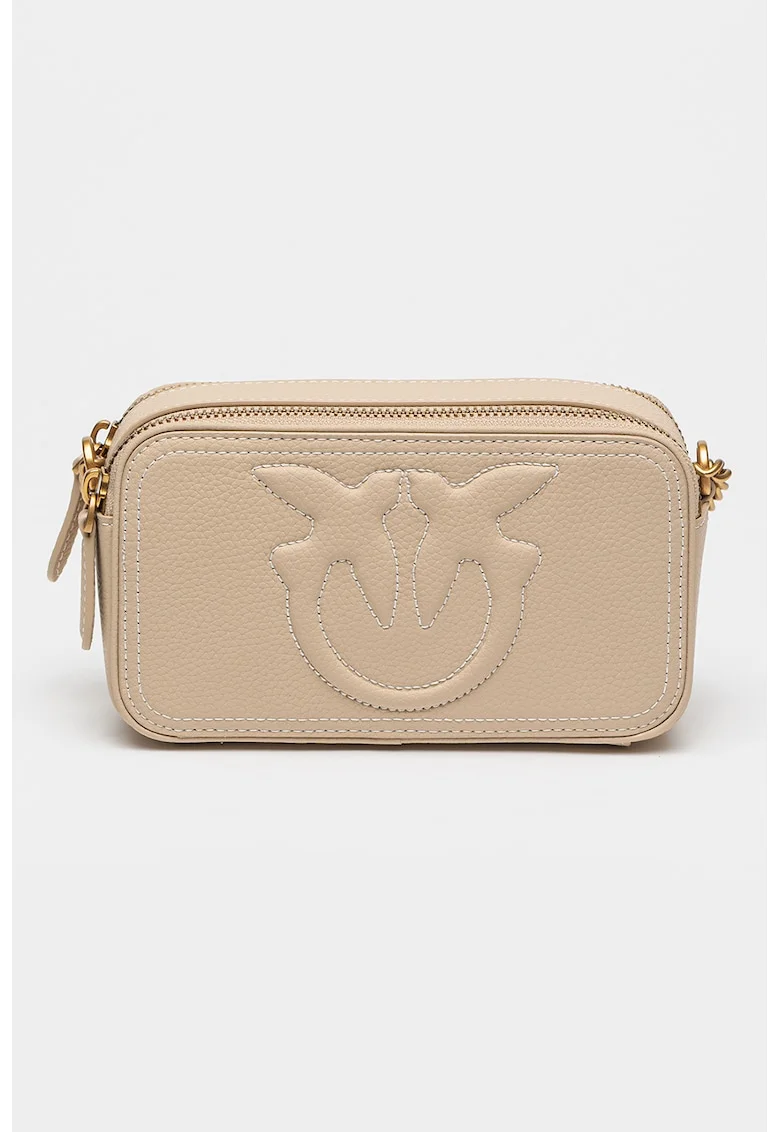 Geanta crossbody de piele cu cusaturi contrastante Carrie, Bej deschis