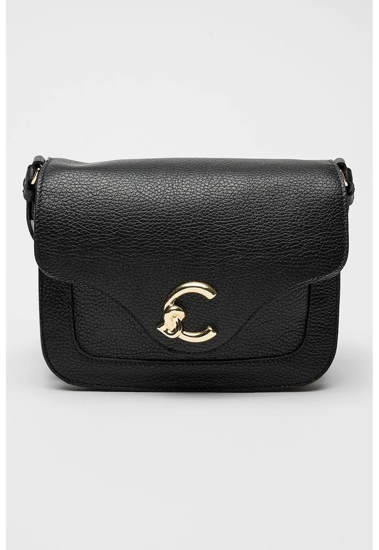 Geanta crossbody de piele cu logo C-Me, Negru