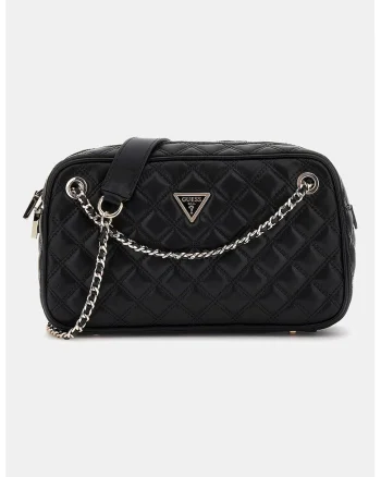 Geanta crossbody din piele ecologica cu logo metalic, Negru