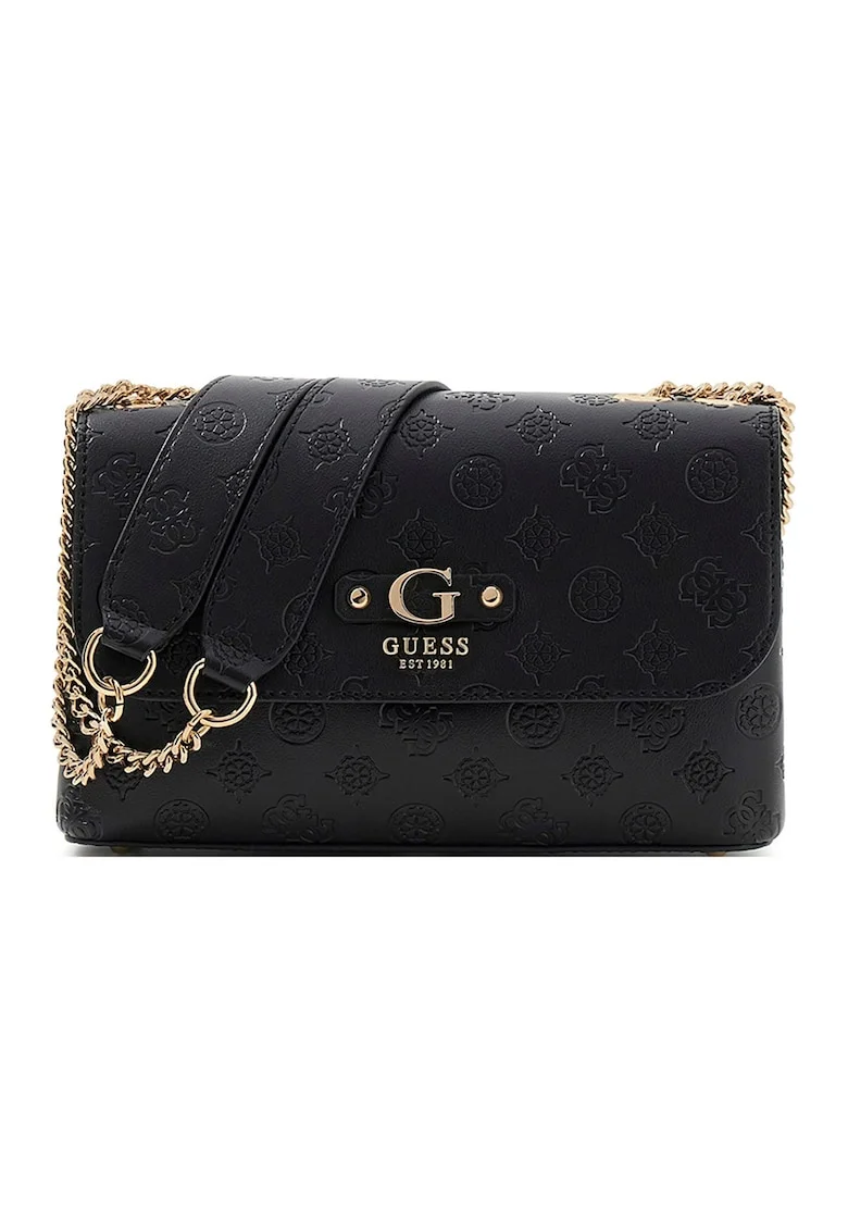 Geanta crossbody din piele ecologica cu monograma Dita, Negru