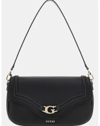 Geanta crossbody de piele ecologica cu buzunar pe partea din spate cu fermoar, Negru