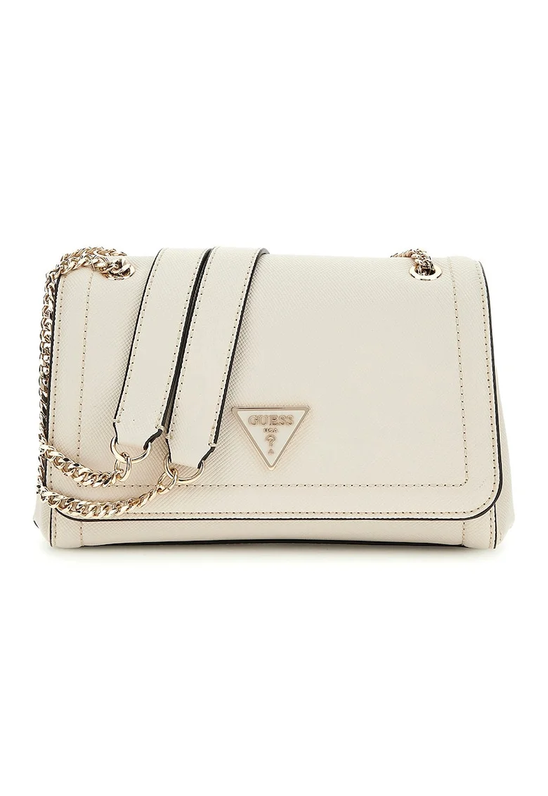 Geanta crossbody din piele ecologica cu bareta din lant Noelle, Alb fildes