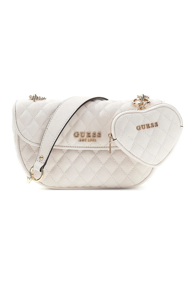Geanta crossbody cu aspect matlasat Atabey, Alb fildes