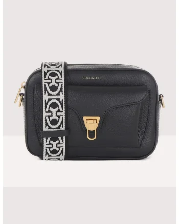 Geanta crossbody de piele cu barera detasabila Beat Soft, Auriu/Negru