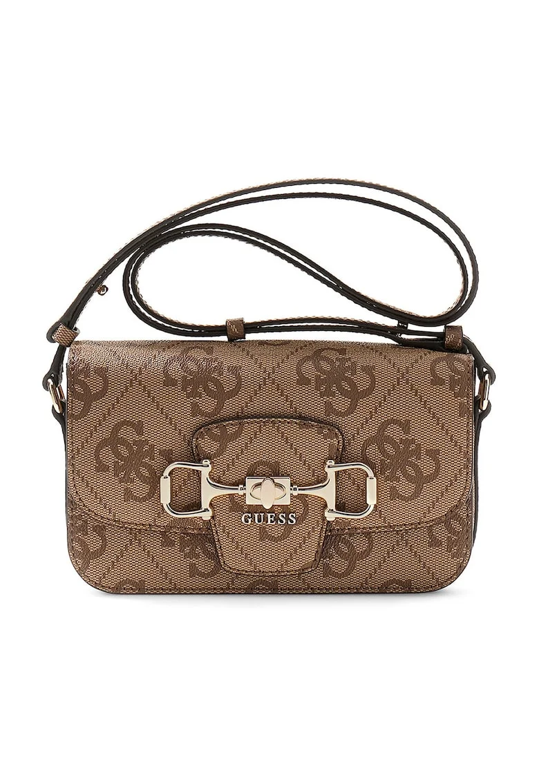 Geanta crossbody din piele ecologica cu model monograma Janie, Negru