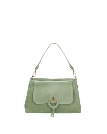 Geanta crossbody de piele intoarsa Celeste Pro, Verde stins