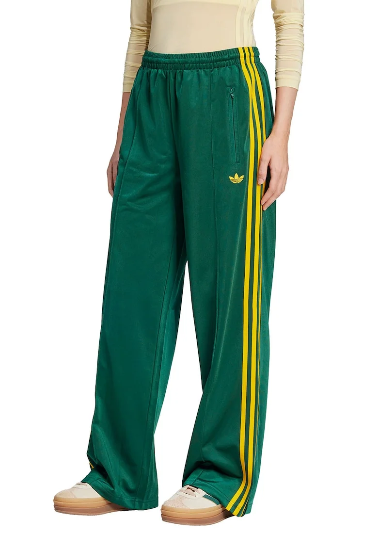 Pantaloni de trening cu croiala lejera si buzunare cu fermoar Firebird, Verde/Galben