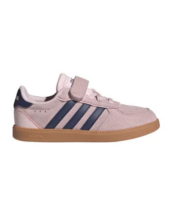 Pantofi sport Breaknet Sleek din piele intoarsa cu velcro si garnituri din material sintetic, Negru/Roz pastel
