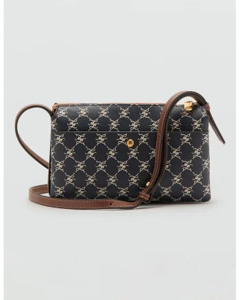 Geanta crossbody de piele ecologica cu imprimeu, Bleumarin