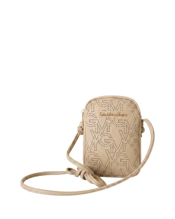Geanta crossbody din piele ecologica cu logo, Auriu