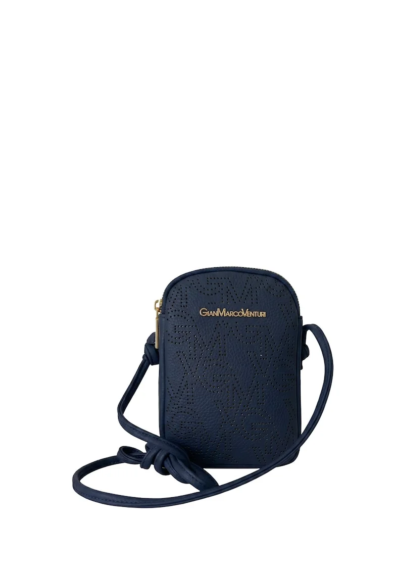 Geanta crossbody din piele ecologica cu logo, Albastru