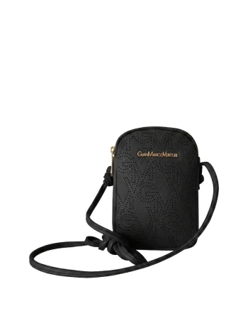 Geanta crossbody din piele ecologica cu logo, Negru