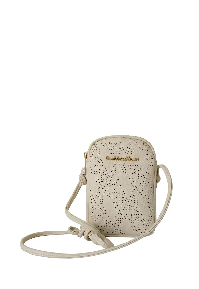 Geanta crossbody din piele ecologica cu logo, Bej